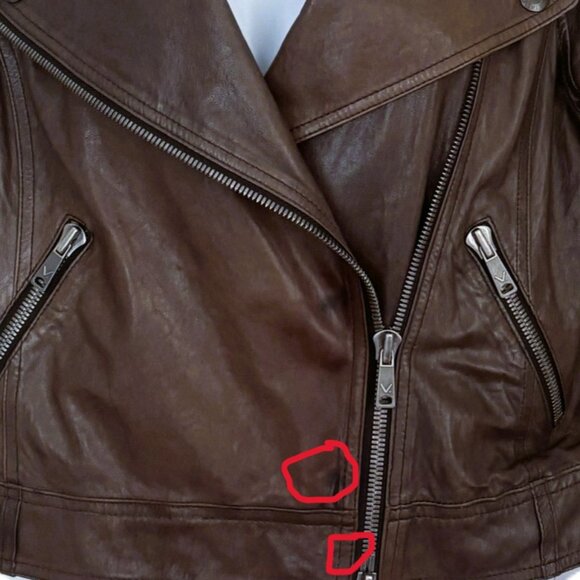 Vince grey Leather biker Jacket Sz M - Picture 10 of 11